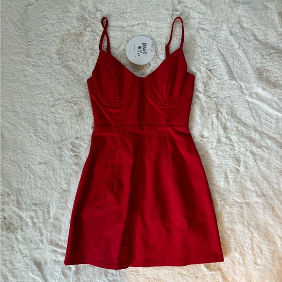 NWT Princess Polly - Red Novella A-Line Corset Fitted Mini Dress - Picture 5 of 12